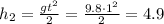 h_2=\frac{gt^2}{2}=\frac{9.8\cdot1^2}{2}=4.9