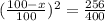 (\frac{100-x}{100})^2=\frac{256}{400}