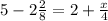 5-2 \frac{2}{8} =2+ \frac{x}{4}