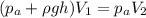 \displaystyle (p_a+\rho gh)V_1=p_aV_2