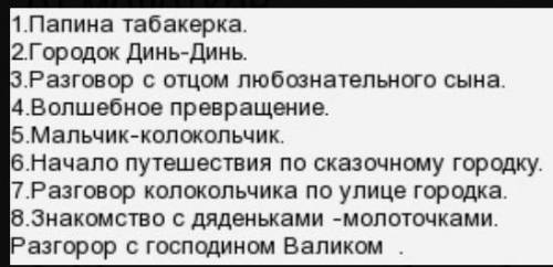 Составь план произведения и озаглавь каждую часть